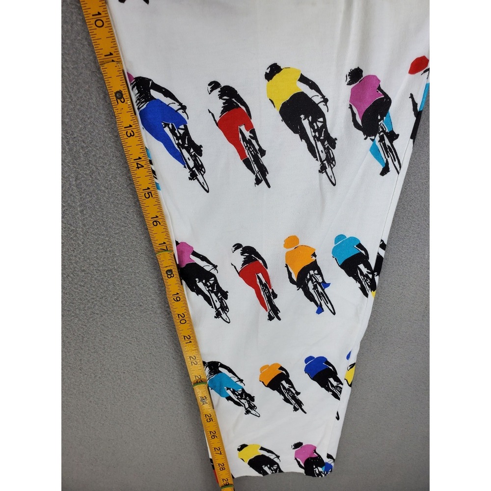 Colours Alexander Julian Lounge Pants M White Vintage Bicycle Print 90s Cotton - Picture 5 of 5
